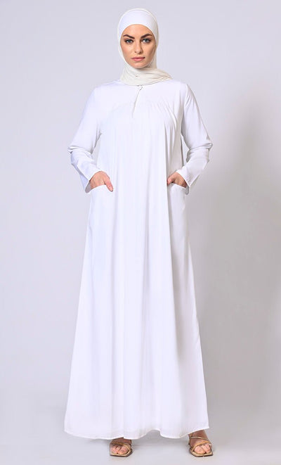 White Double Layered Abaya