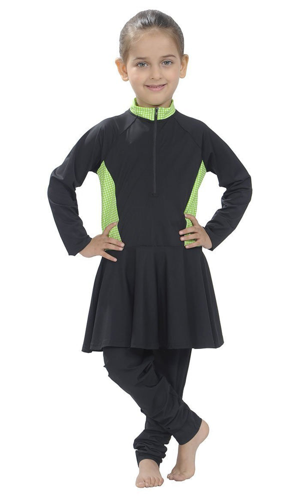 Green and Black Ruffled Swimsuit - EastEssence.com