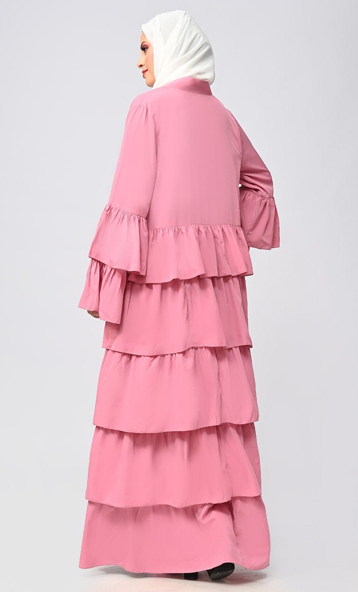 Islamic Modest Tiered Abaya Dress