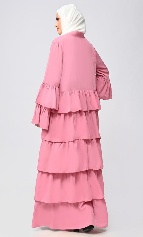 Islamic Modest Tiered Abaya Dress