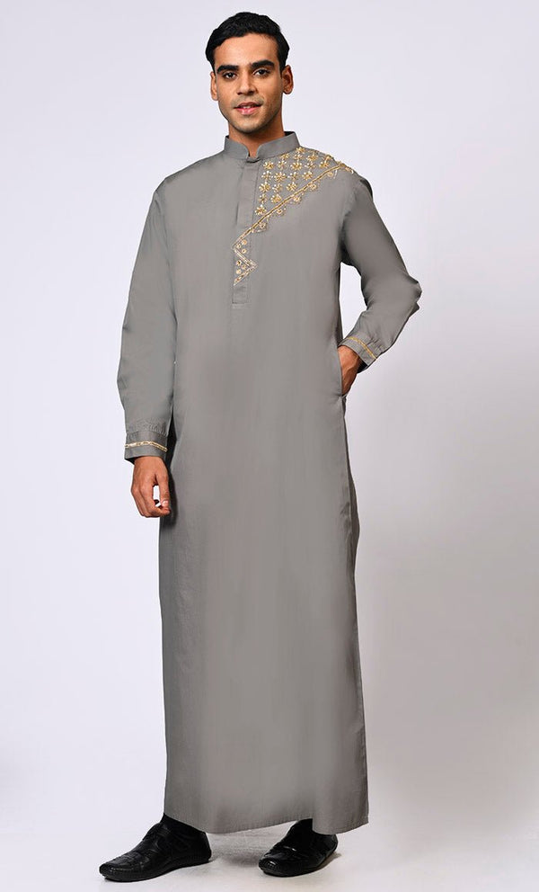 Traditional Men's Grey Thobe