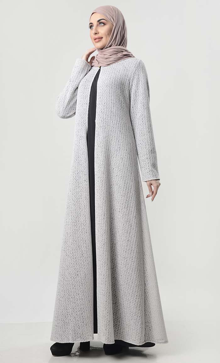 Heavy Self Knit Shrug With Lining - EastEssence.com