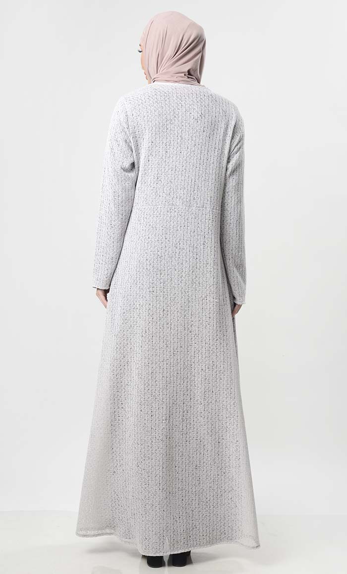 Heavy Self Knit Shrug With Lining - EastEssence.com