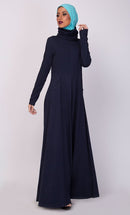 High Neck Collared And Pockets Detail Abaya Dress - EastEssence.com