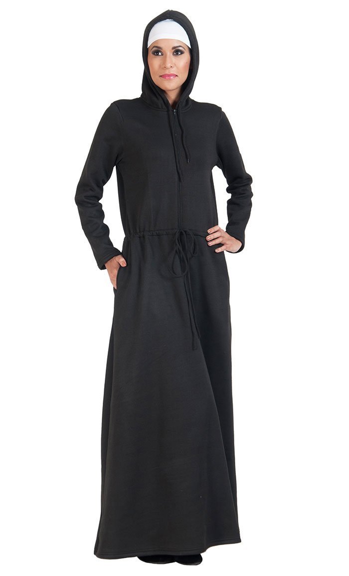 Hoodie style activewear casual abaya dress