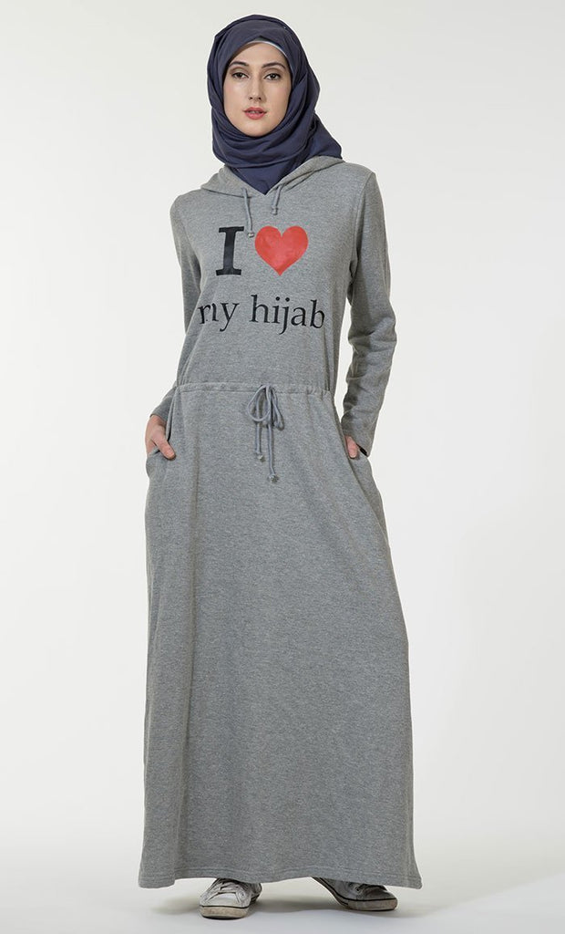 I Love My Hijab Hoodie Abaya dress - EastEssence.com