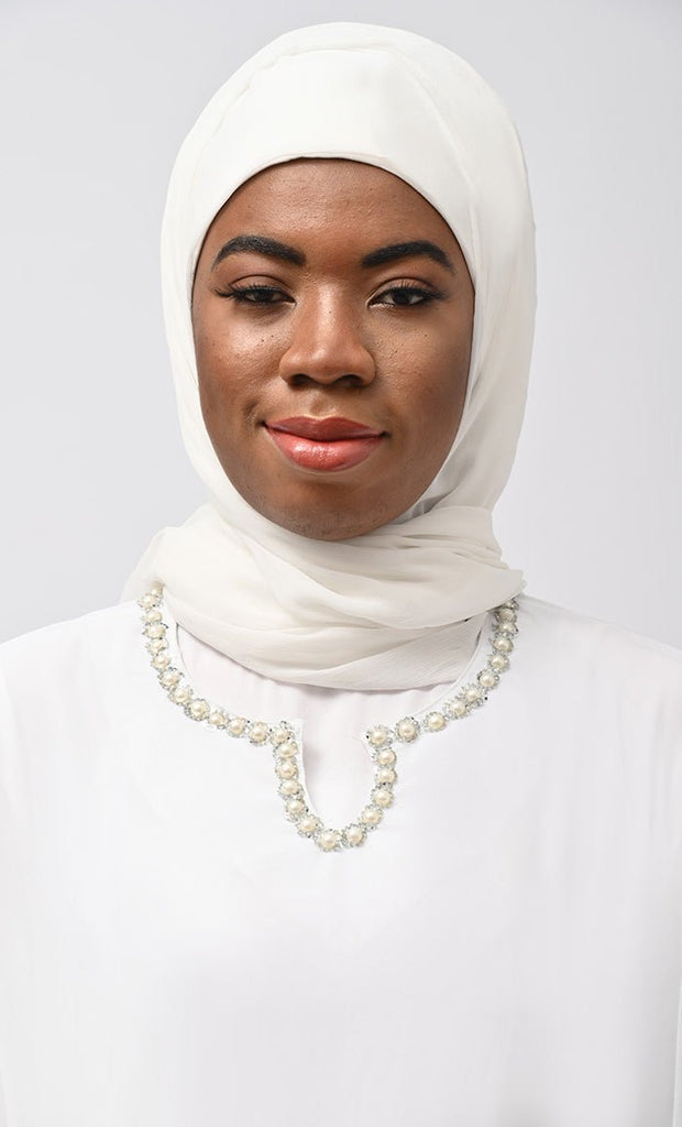 Isha Modest Beads Embroidered Prayer Dress For Women (2Pc+H) - EastEssence.com