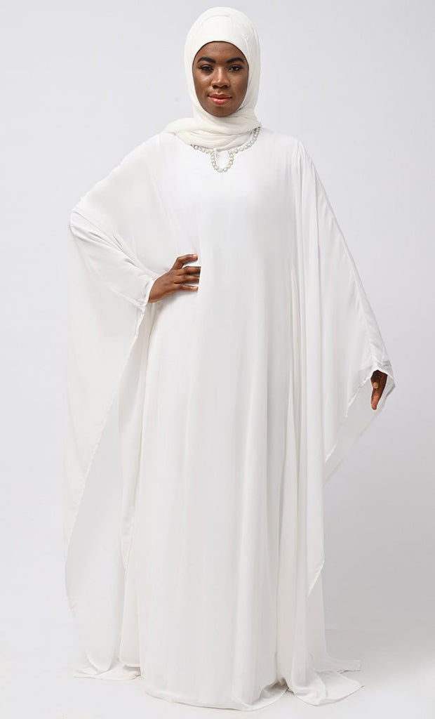 Isha Modest Beads Embroidered Prayer Dress For Women (2Pc+H) - EastEssence.com