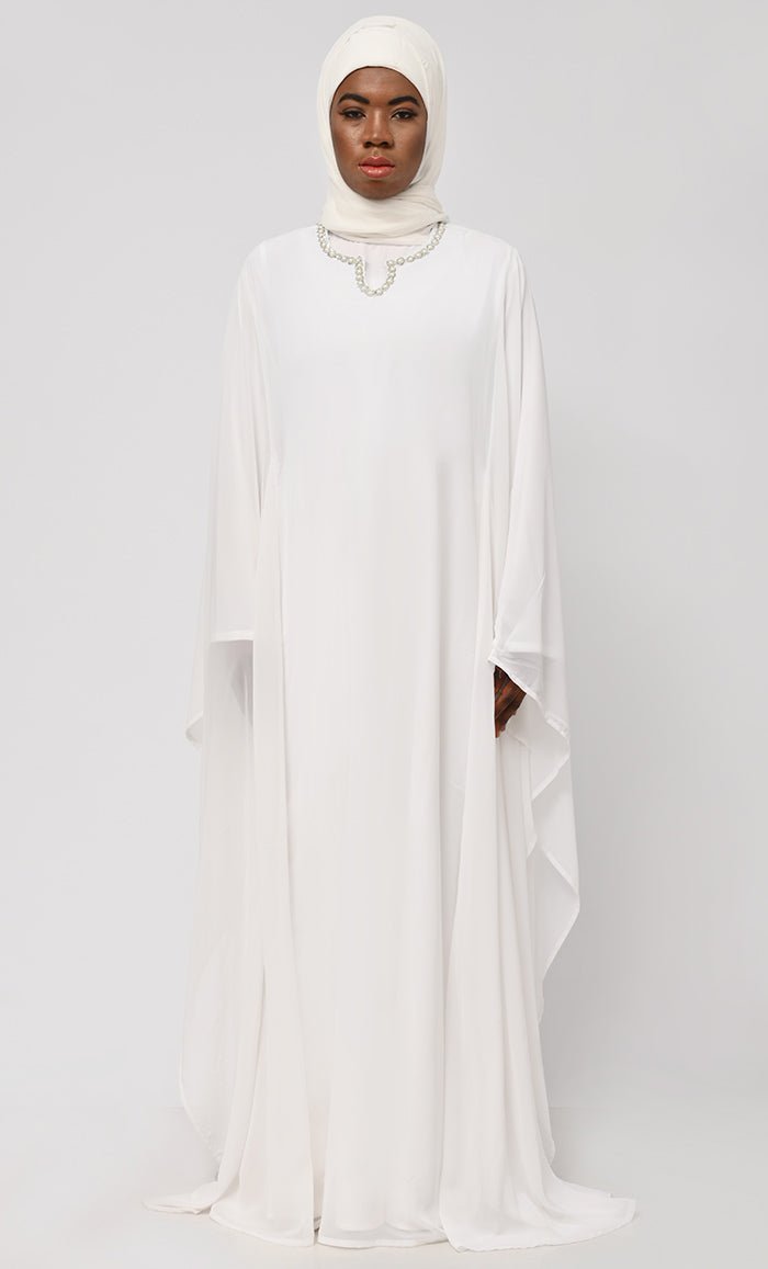 embroidered modest dress Modest Long Sleeve Wedding Dress with Embroidered Bodice