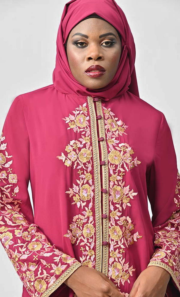 Islamic Designer Nida Machine And Hand Embroidered Abaya - EastEssence.com
