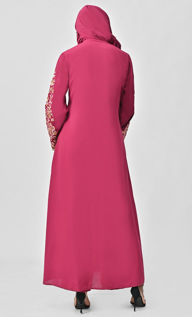 Islamic Designer Nida Machine And Hand Embroidered Abaya - EastEssence.com