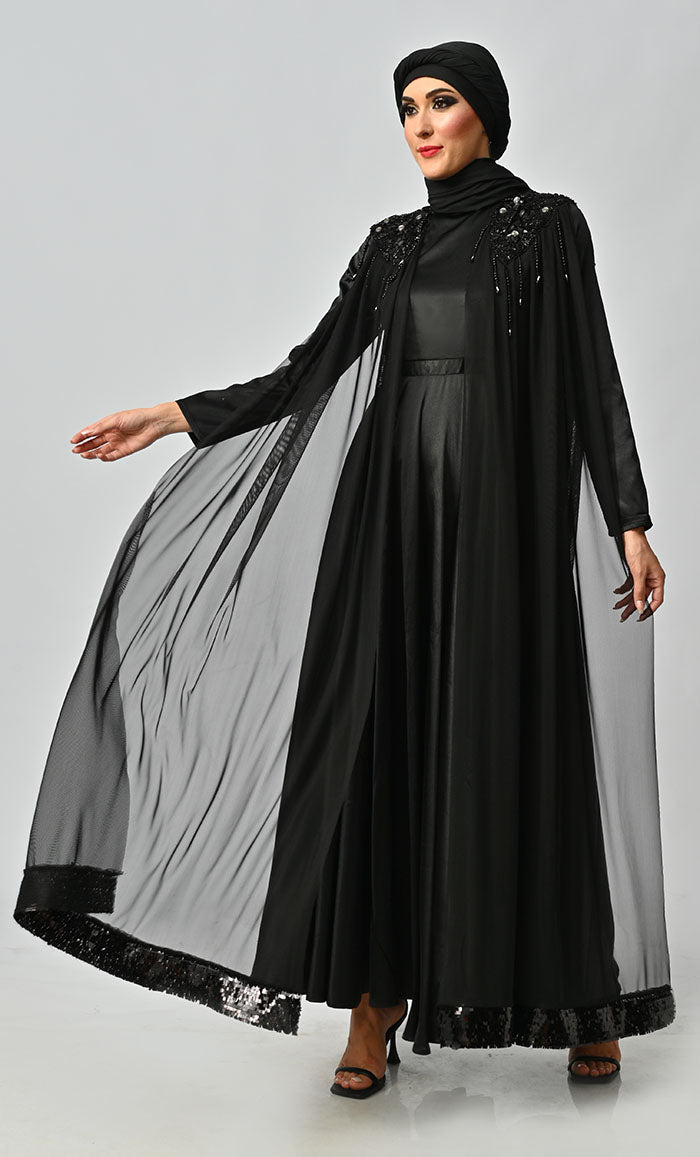 Islamic Princess Black Beautiful Elegant Designer Abaya - EastEssence.com