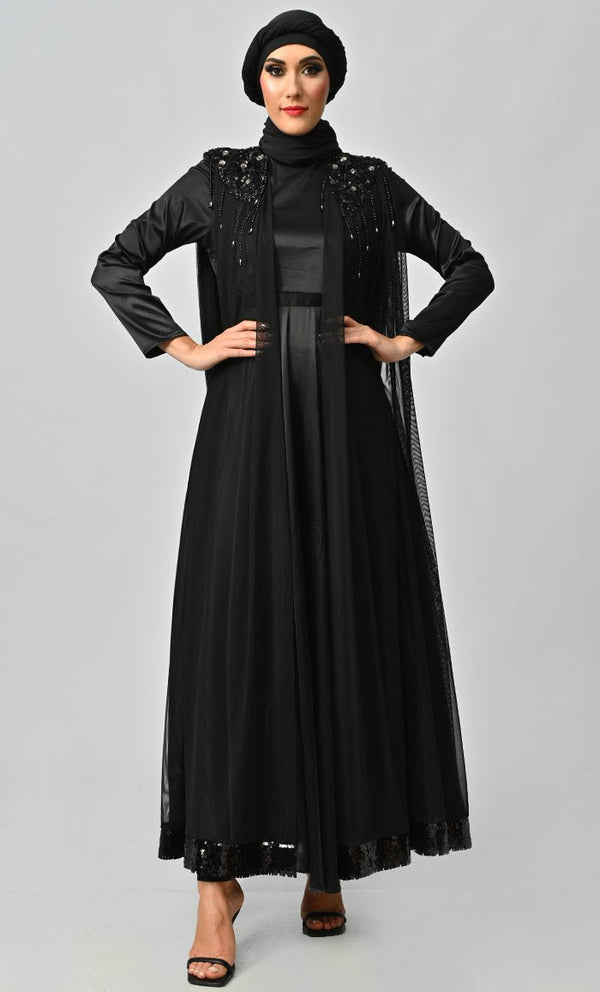 Islamic Princess Black Beautiful Elegant Designer Abaya - EastEssence.com