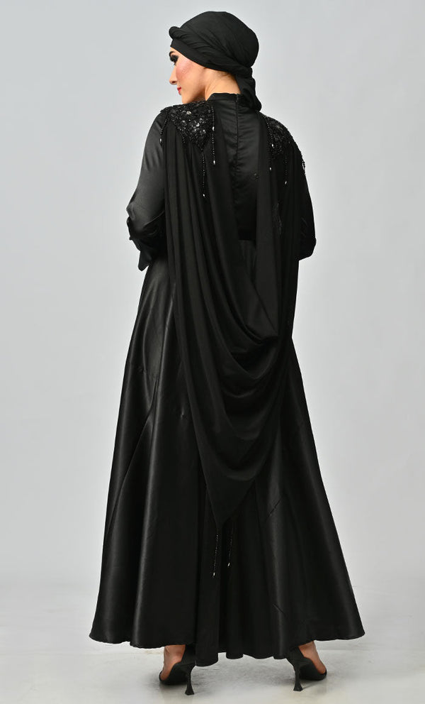 Islamic Princess Black Beautiful Elegant Designer Abaya - EastEssence.com
