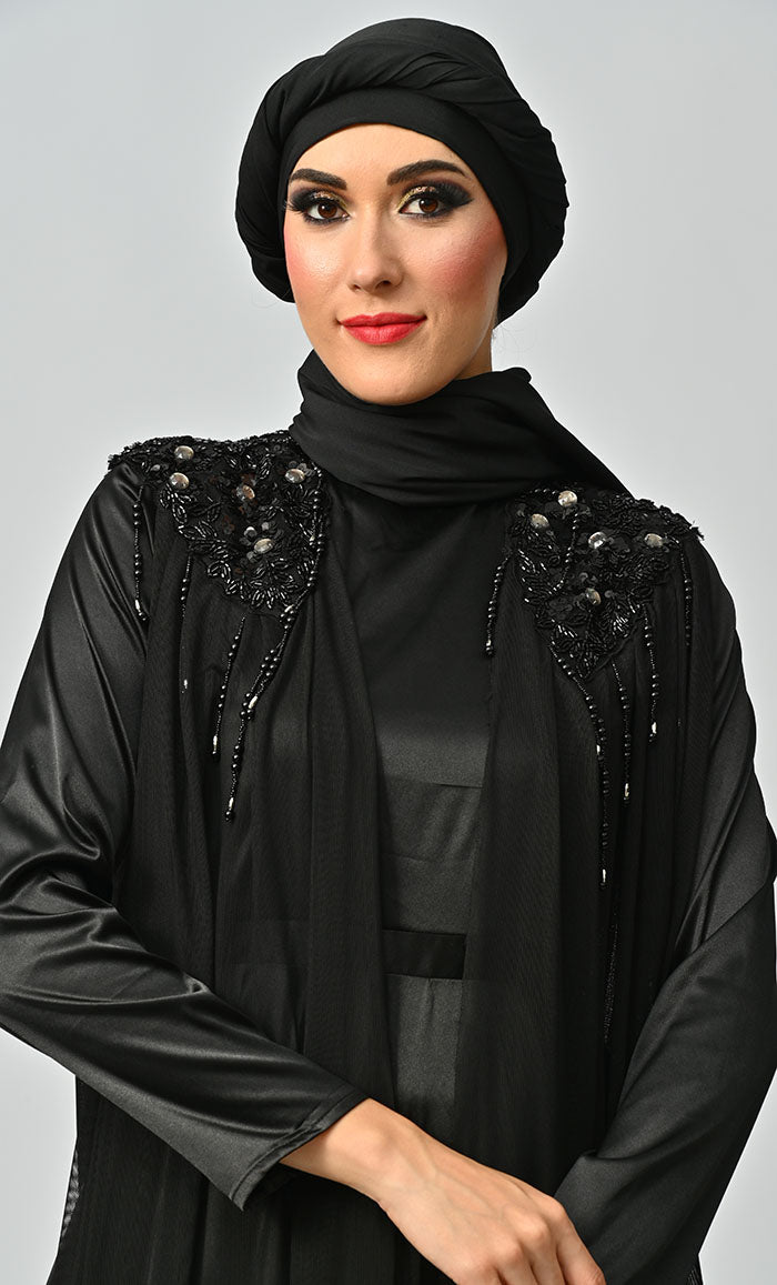 Islamic Princess Black Beautiful Elegant Designer Abaya - EastEssence.com