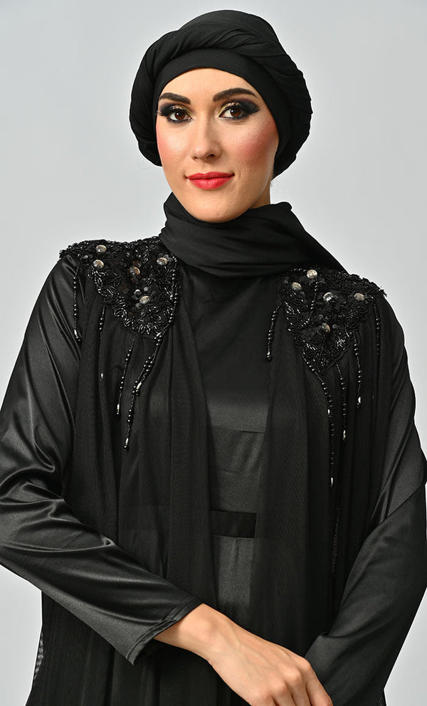 Islamic Princess Black Beautiful Elegant Designer Abaya - EastEssence.com