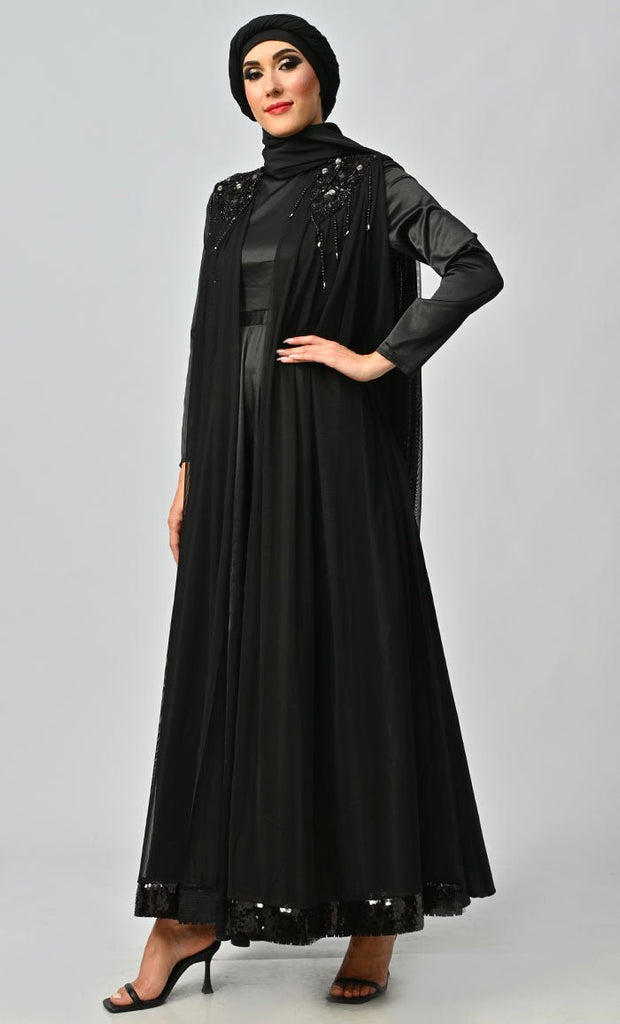 Islamic Princess Black Beautiful Elegant Designer Abaya - EastEssence.com