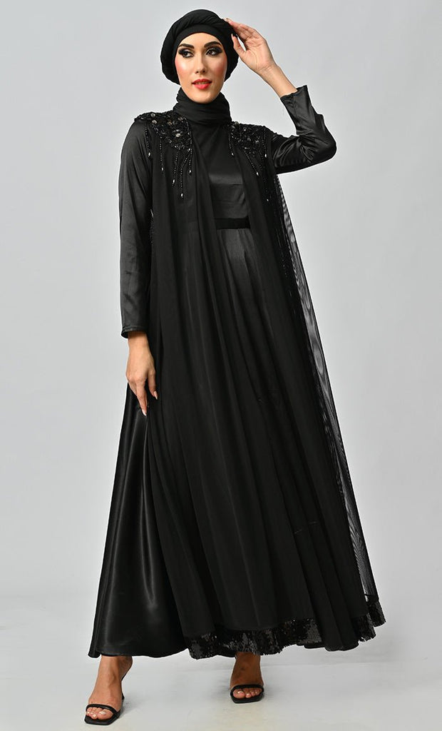 Islamic Princess Black Beautiful Elegant Designer Abaya - EastEssence.com