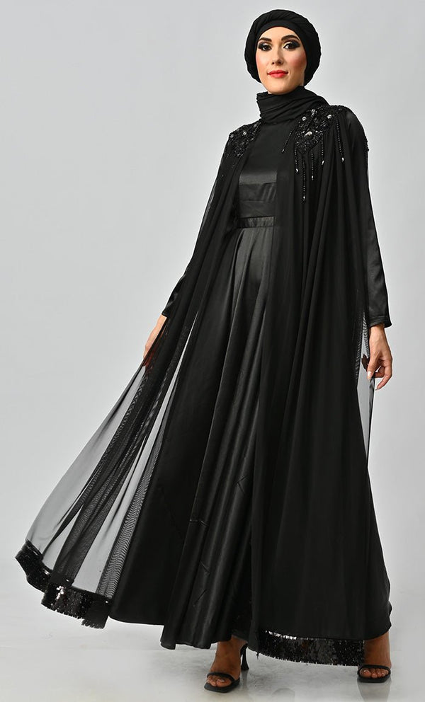 Islamic Princess Black Beautiful Elegant Designer Abaya - EastEssence.com