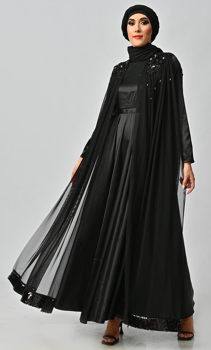 Islamic Princess Black Beautiful Elegant Designer Abaya - EastEssence.com