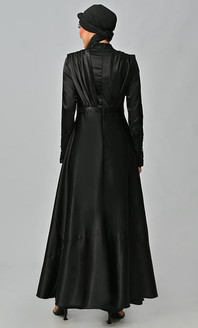 Jordan Beautiful Flared Skirt With Drape Detailing And Embellished Heavy Embroidered Yoke - EastEssence.com