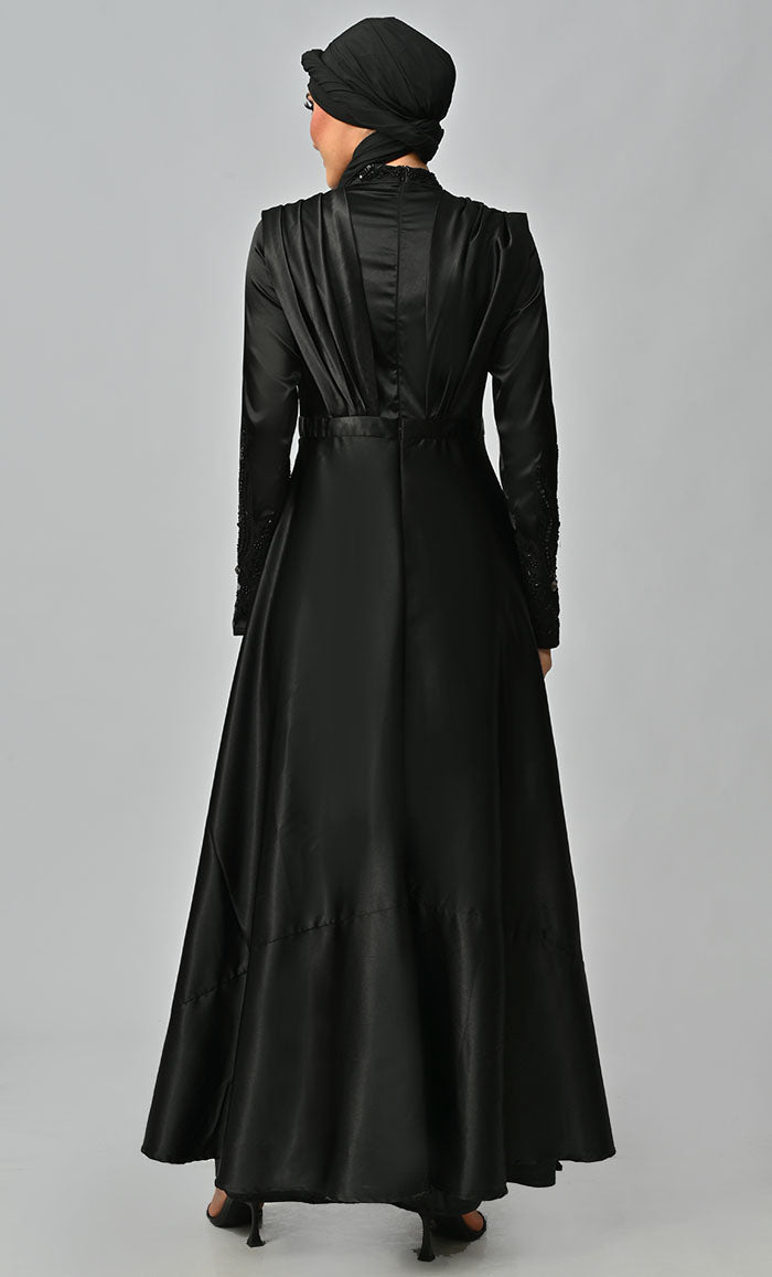 Jordan Beautiful Flared Skirt With Drape Detailing And Embellished Heavy Embroidered Yoke - EastEssence.com