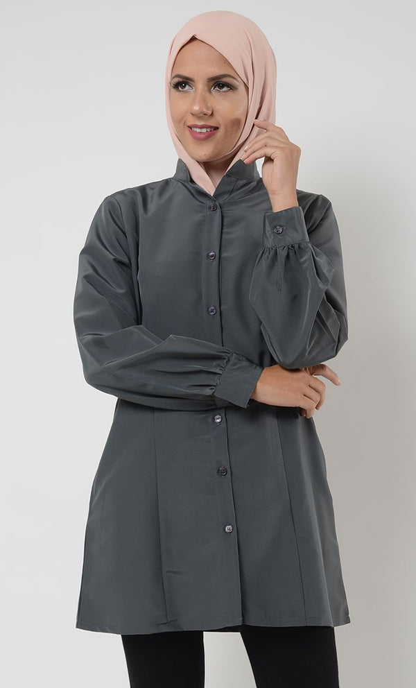 Kashibo Cuffed Button Down Uniform Tunic - EastEssence.com
