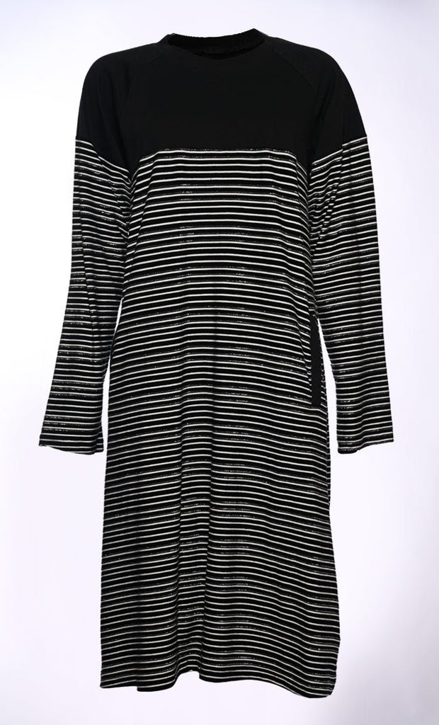 Korean Striped Knitted Tunic with Pockets - EastEssence.com