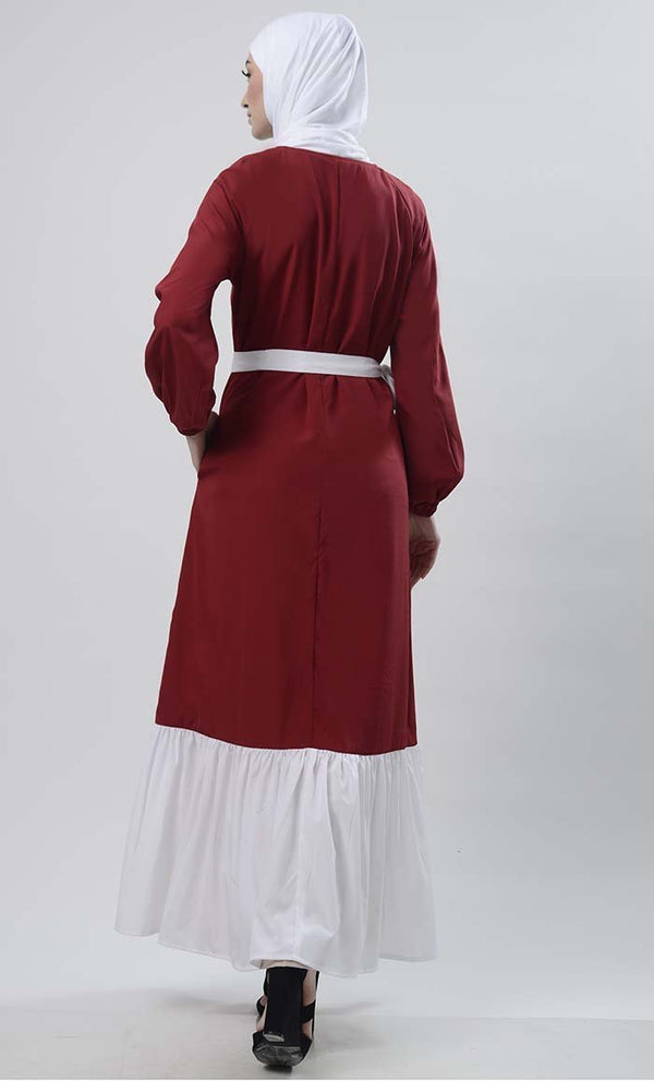 Lace Detailed Abaya With Pockets - EastEssence.com