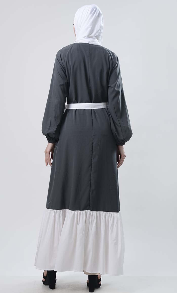 Lace Detailed Abaya With Pockets - EastEssence.com