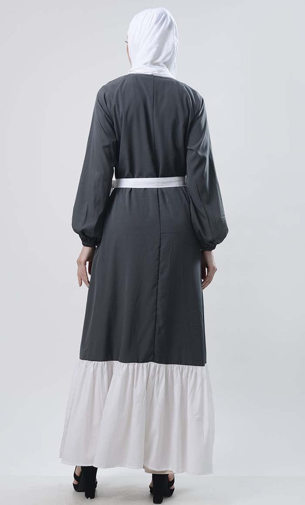 Lace Detailed Abaya With Pockets - EastEssence.com