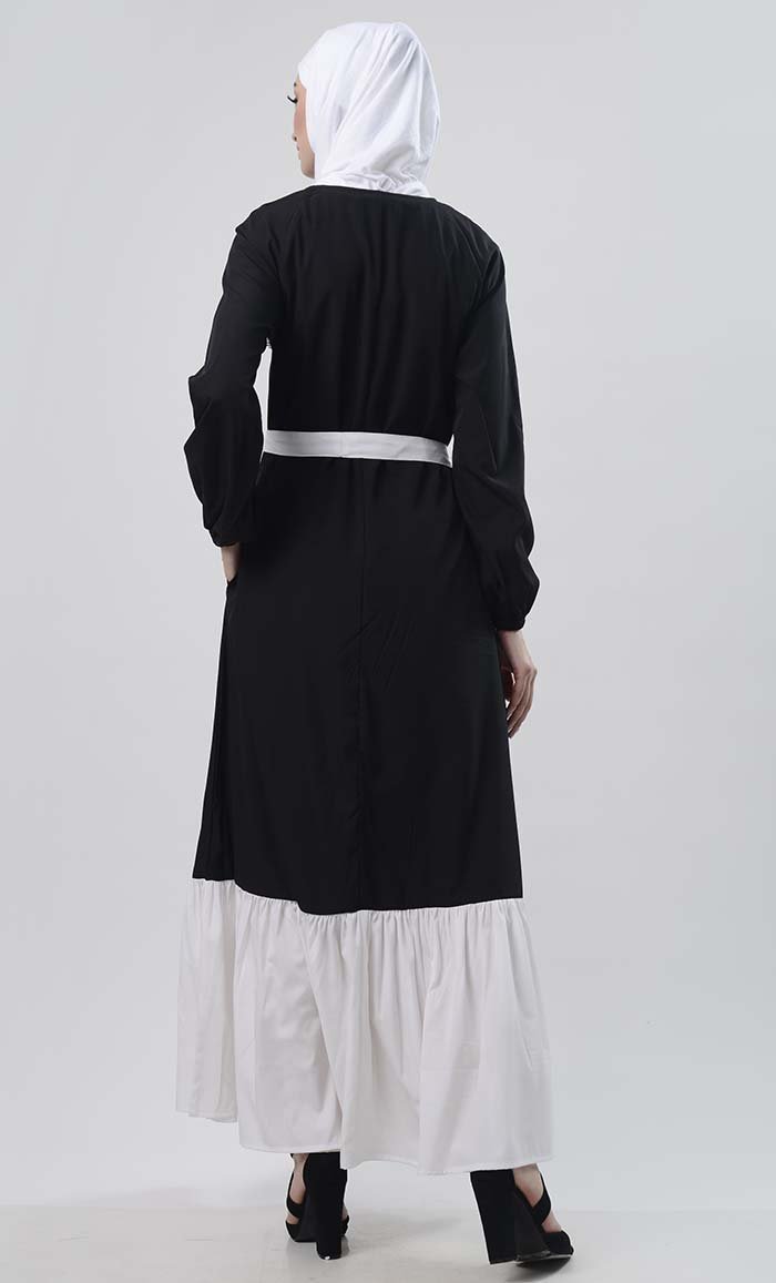 Lace Detailed Abaya With Pockets - EastEssence.com