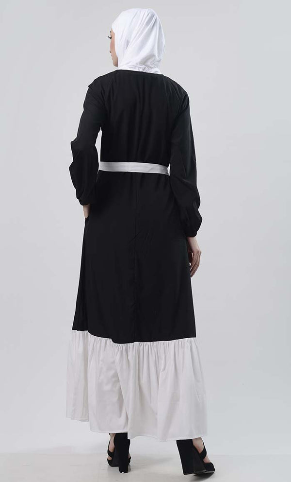Lace Detailed Abaya With Pockets - EastEssence.com