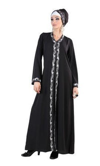 Lace Embroidered Double Layered Front Open Abaya Dress - EastEssence.com