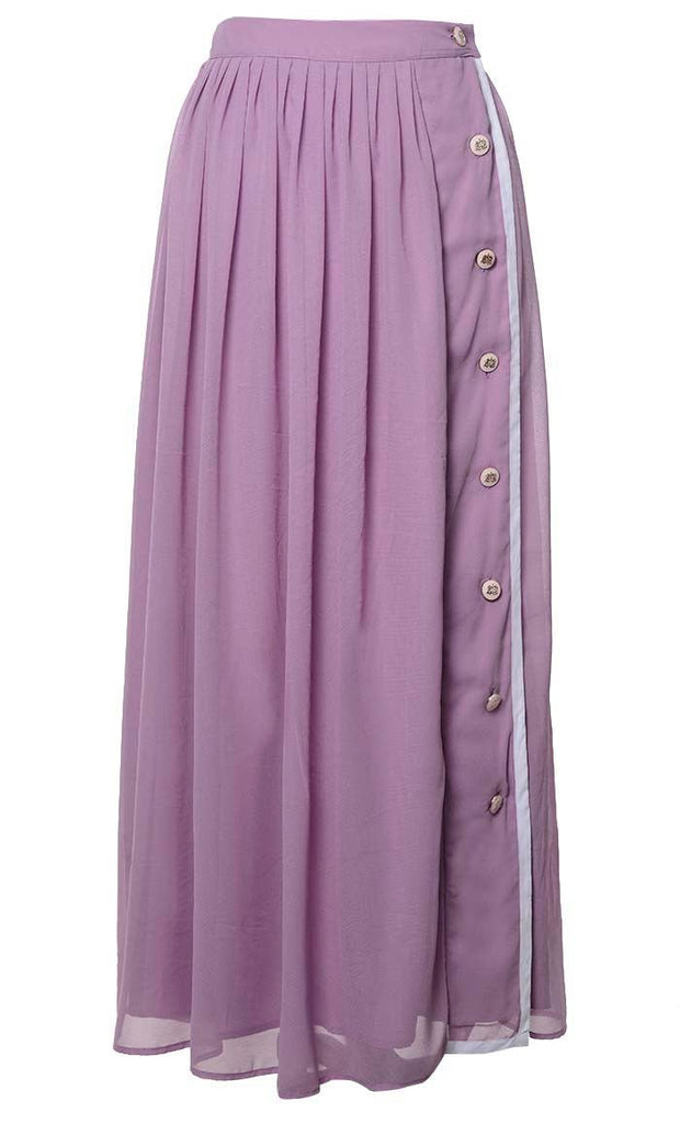 Lavender Georgette Skirt With Pockets And Lining - EastEssence.com