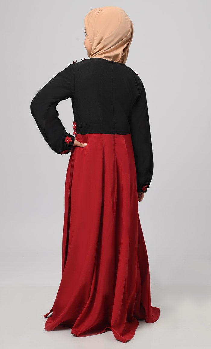 Little Girl Rihana Black & Red Modest Abaya