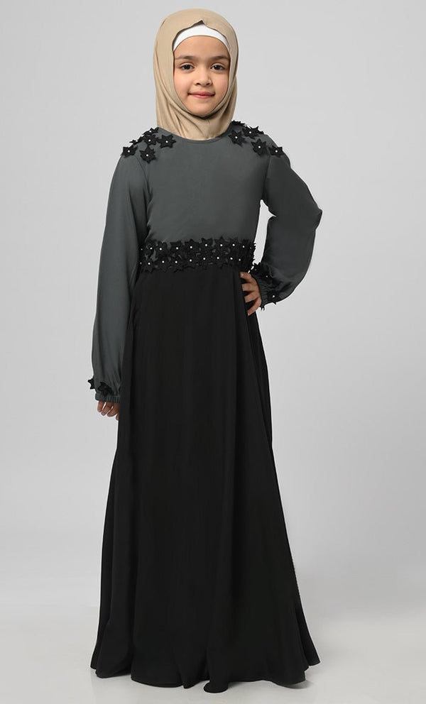 Grey Modest Abaya With Pockets