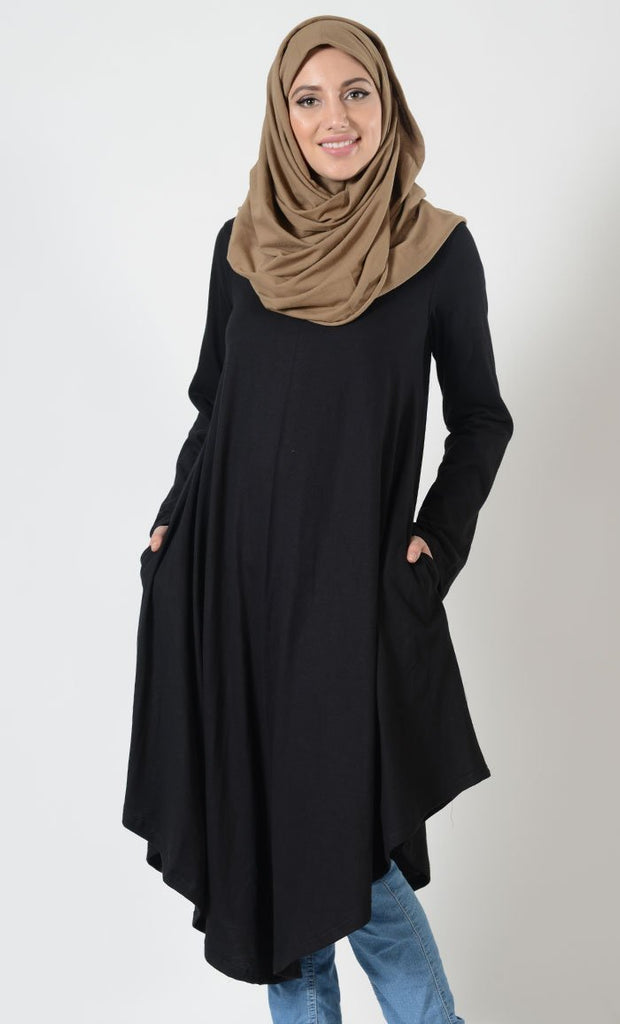 Long Flare V-Hem Tunic - EastEssence.com