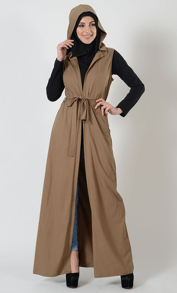 Long Hooded Jersey Vest - EastEssence.com