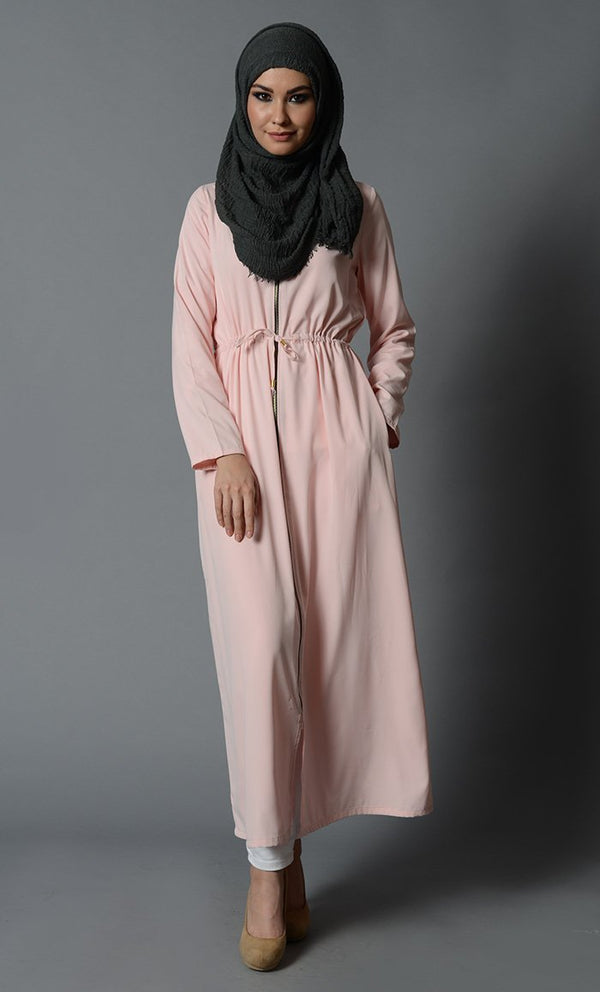 Long Zipper Shirt with a Drawstring - EastEssence.com