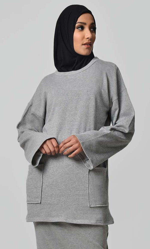 Loose Fit Fall Hoodie-Grey - EastEssence.com