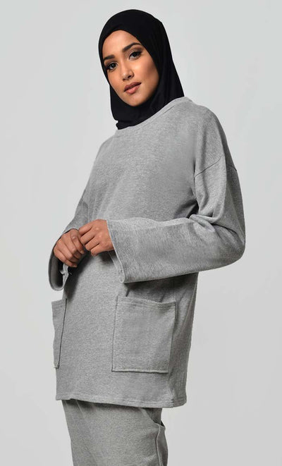 Loose Fit Fall Hoodie-Grey - EastEssence.com
