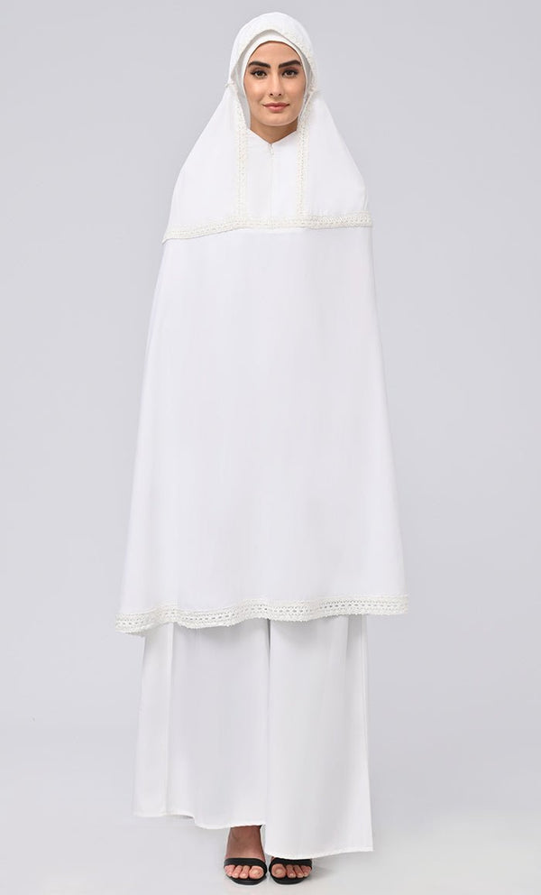 Maghrib Modest Lace Detailing Khimar Prayer Dress For Women - EastEssence.com