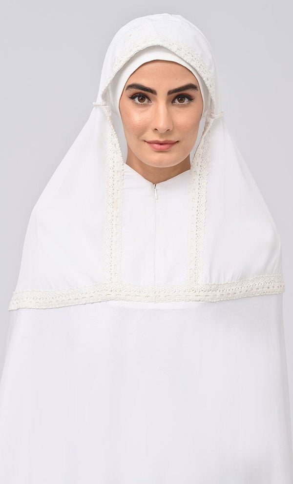 Maghrib Modest Lace Detailing Khimar Prayer Dress For Women - EastEssence.com