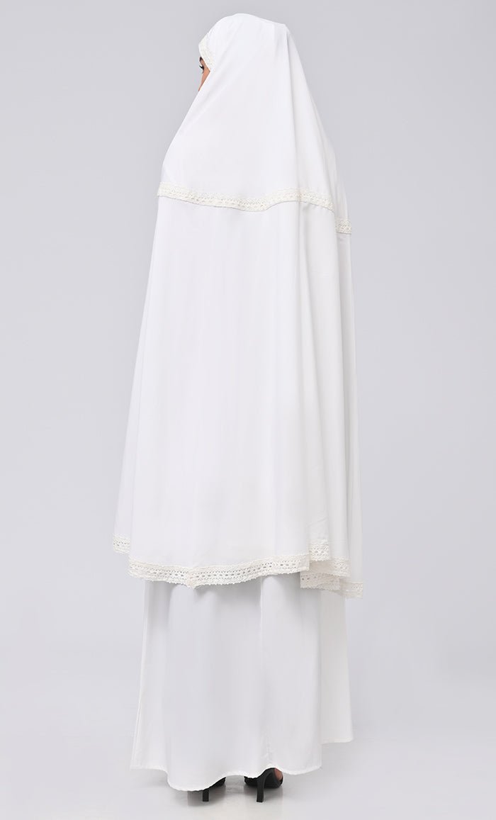 Maghrib Modest Lace Detailing Khimar Prayer Dress For Women - EastEssence.com