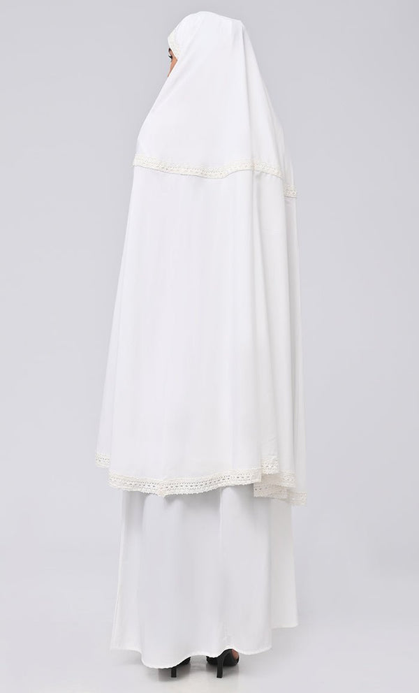 Maghrib Modest Lace Detailing Khimar Prayer Dress For Women - EastEssence.com