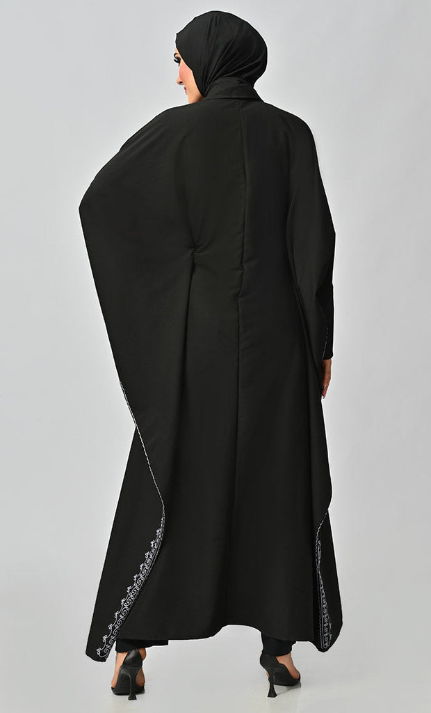 Mahnoor Islamic Embroidered Kaftan Abaya With Front Zipper - EastEssence.com