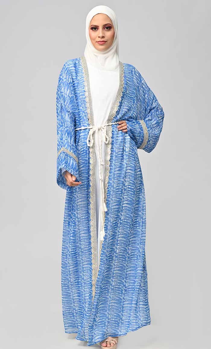 Majestic Fusion: Islamic Printed Bisht Abaya