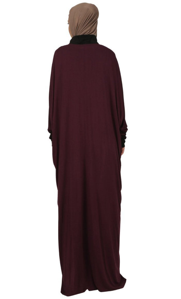 Maroon Kaftan Style Abaya Dress - EastEssence.com