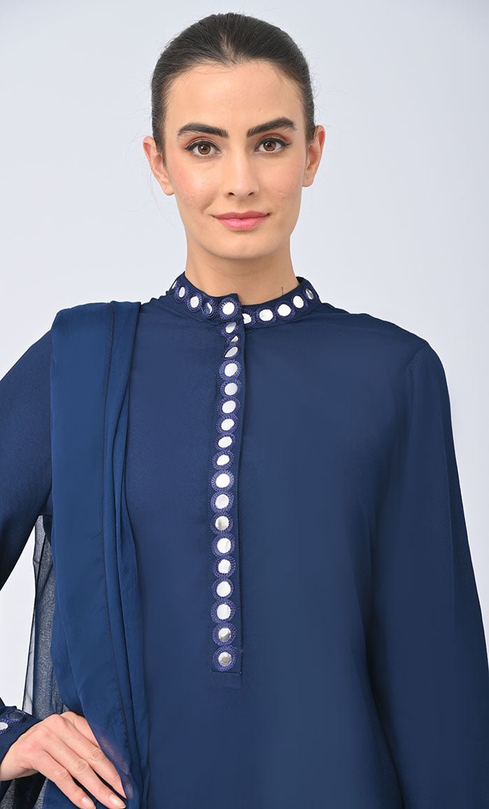 Mehwish Modest Rayon Salwar Qamiz Set With Matching Chiffon Hijab - EastEssence.com